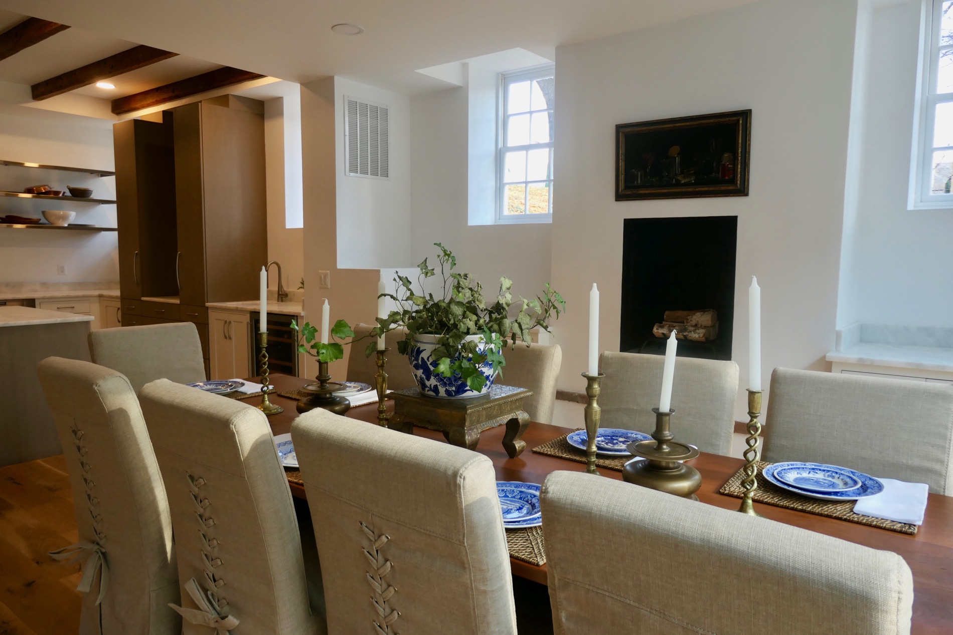 Open kitchen and dining area