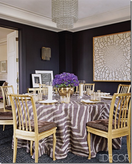  Aerin Lauder’s dining room in Elle Decor showcases the sexy sophistication of purple.