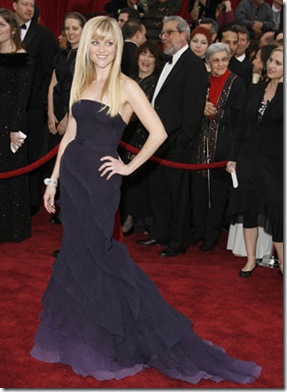 One of Reese Witherspoon’s best red carpet moments. Her deep purple ombré Nina Ricci gown was a stunner.