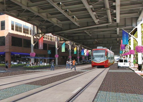 Plans for Georgetown include a streetcar running along K Street beneath the Whitehurst Freeway.