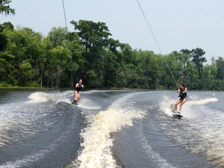 Jaclyn and me on wakeboards