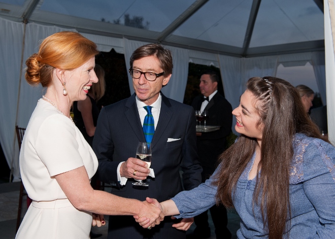 Mariela Shaker (right) thanks the German Ambassador and his wife
