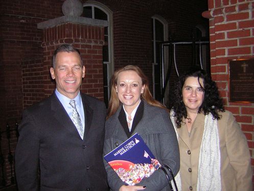 Bret C. Schmidt, Isabelle Thompson and Tami Faram of the Marine Corps Marathon visit the Georgetown ANC meeting