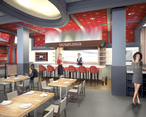 The restaurant&#039;s Dumpling Bar is a centerpiece of the Washington Harbour restaurant, set to reopen soon.