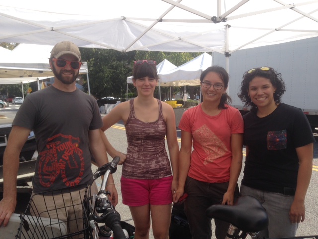 Volunteers Ryan Scholl, Meghan Madden, Jen Evans and Michelle of Bloomingdale power The Bike House