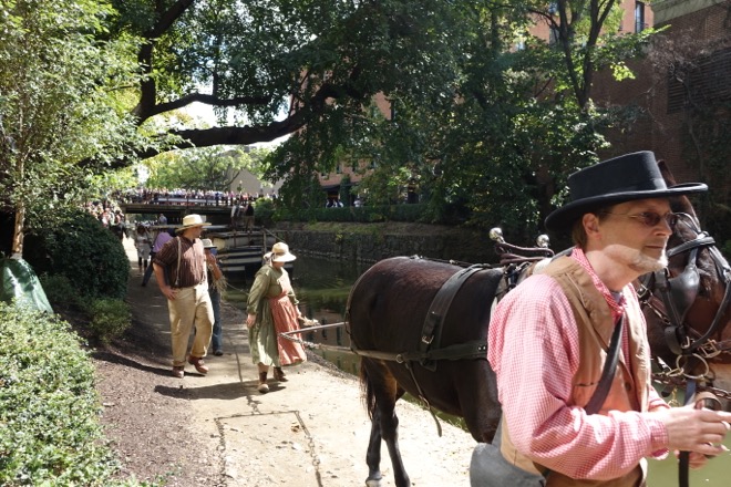 Dolly and Eva tow the C&amp;O Canal boat one last time