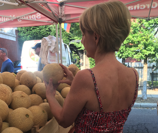 Katherine Choosing Ripe, Medium Ripe and Unripe Flavorburst Cantaloupe and Spring Valley Orchard &amp; Farm of W.VA Early in the am!