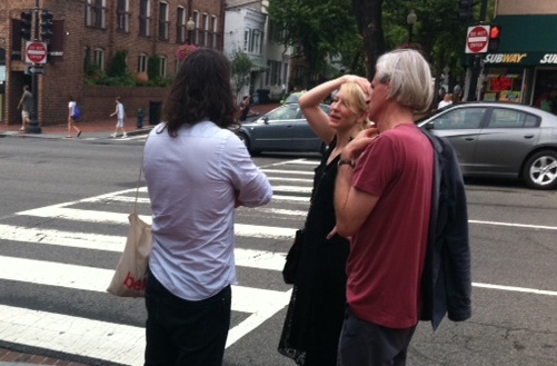 Cate Blanchett with two companions on M Street