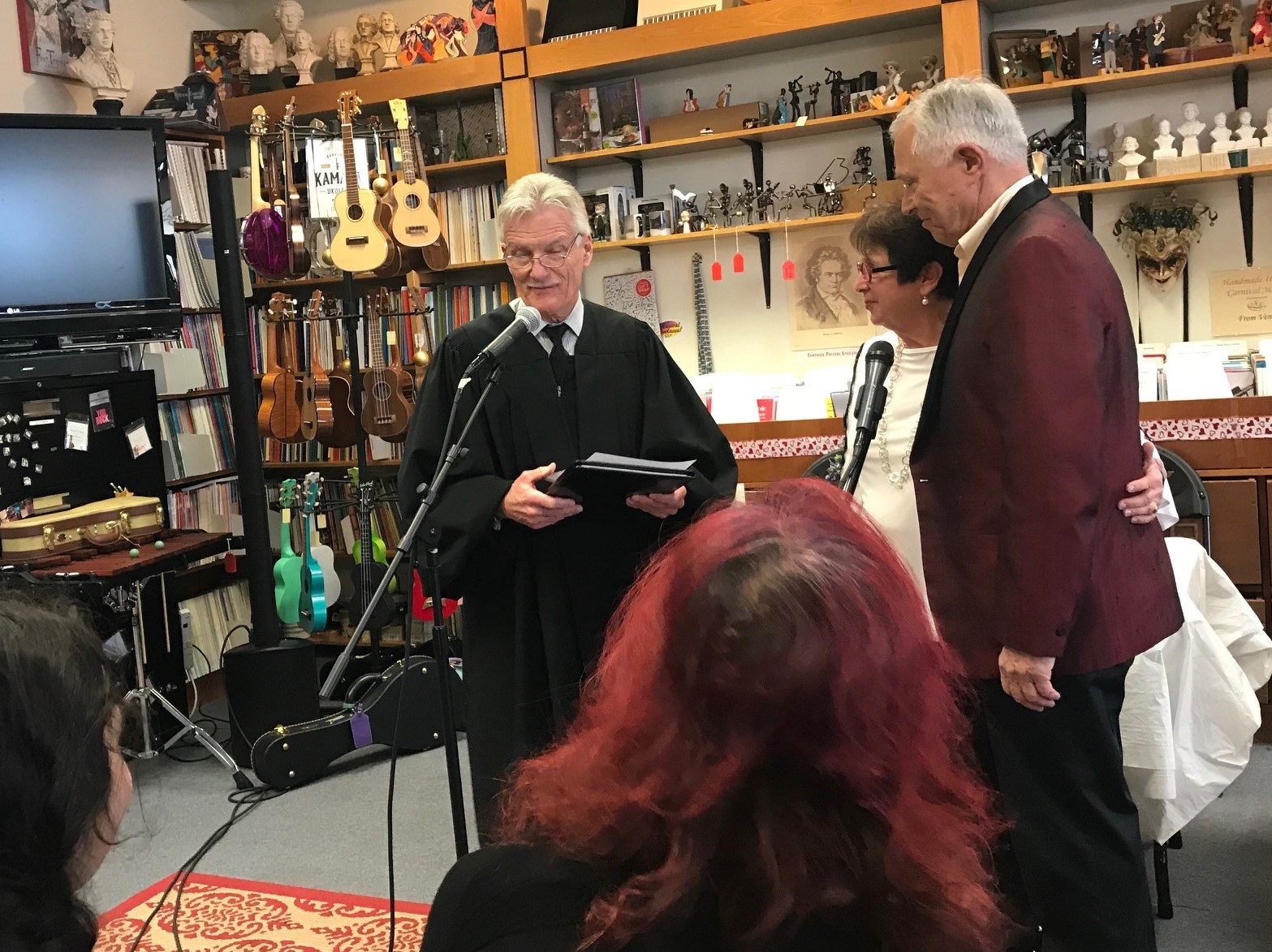 D.C. Superior Court Judge Gregory Mize with Myrna Sislen and Bill Rice as they renew vows to celebrate 25 years of marriage