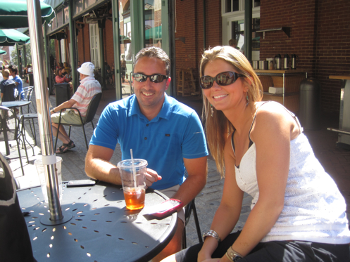 Charlottesville residents Rob Szeles, MD and Amy Snead, a nursing graduate student at GWU, relaxed post-quake at Dean &amp; Deluca