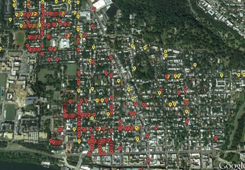In 2000, GU said it would enroll 3,873 graduate students by 2010. There are now 6,275. Red=undergrad, Yellow=grad student. - CAG