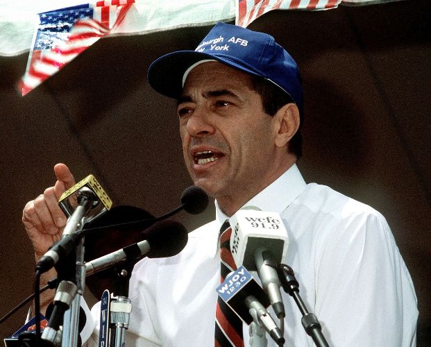 Governor Mario Cuomo speaking at a rally in 1991