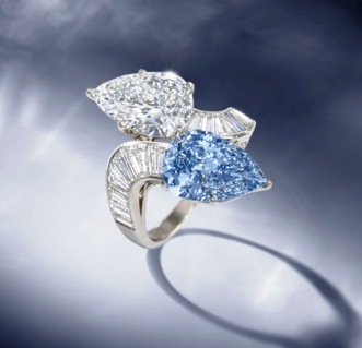 Bulgari pear-shaped blue diamond