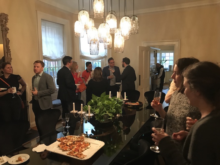 The Long Space Age author Alexander Alex MacDonald at the home of Juleanna Glover, who hosted a party celebrating the new book