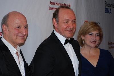 Victor Shargai and Linda Levy Grossman (officers of the awards), with Kevin Spacey