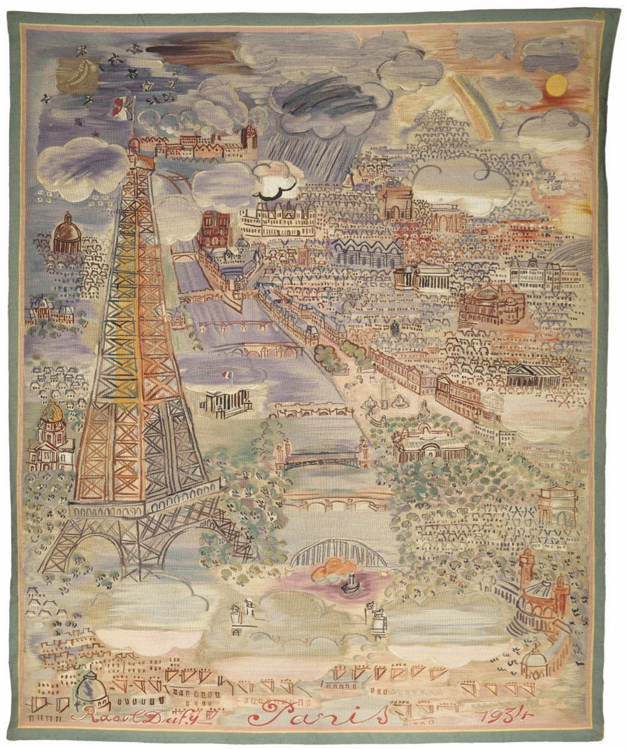 Paris, Woven Tapestry by Atelier Delarbre, Aubusson, 1934 Raoul Dufy