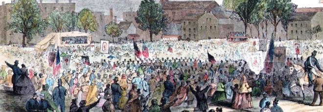 Sketch of the celebration of the Abolition of Slavery in DC. Provided by the Moorland Spingarn Research Center
