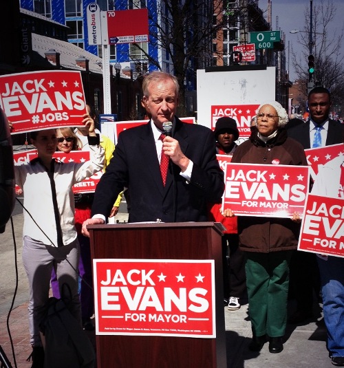 Jack Evans with supporters at Gibson Plaza