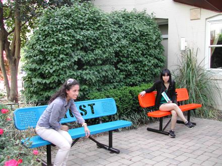 Linda Hesh’s benches, Trust and Doubt.