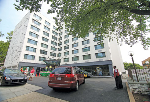 The newly named Kimpton Glover Park Hotel, shown days before its ribbon-cutting, boasts a new restaurant and renovated room