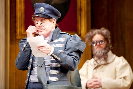 Floyd King as the Postmaster and Tom Story as the Doctor in the Shakespeare Theatre Company’s &#039;The Government Insp
