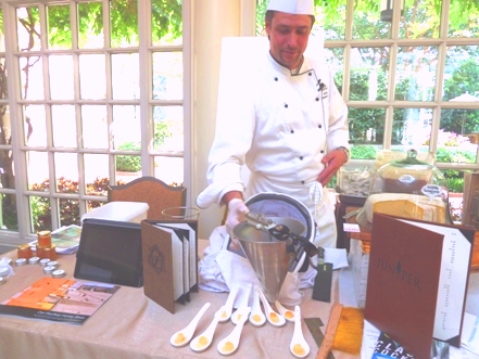 Juniper Chef Ian Bens serving Fairmont honey over Smethe cheese