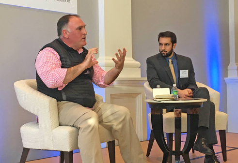 José Andrés, left, offered tips to participants on Thursday.