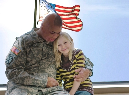 SSG Shilo Harris (U.S. Army, Ret.), pictured with his daughter Elizabeth, begins a new career as a franchise business owner thi