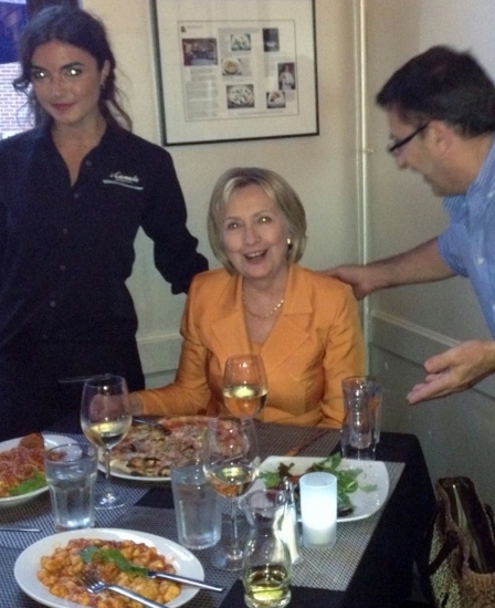 Hillary Clinton with il Canale staff, Rosalie Acampora &amp; Vittorio Rosso