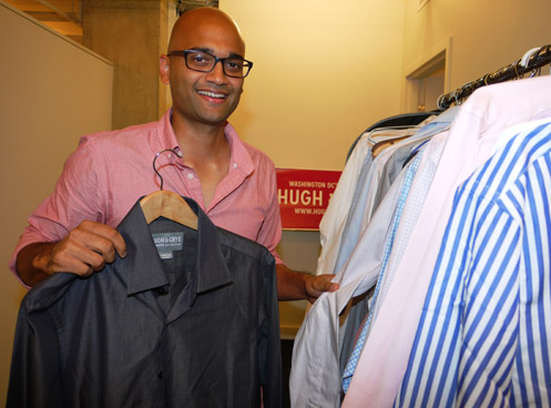 Co-founder and CEO, Pranav Vora with Hugh &amp; Crye shirts