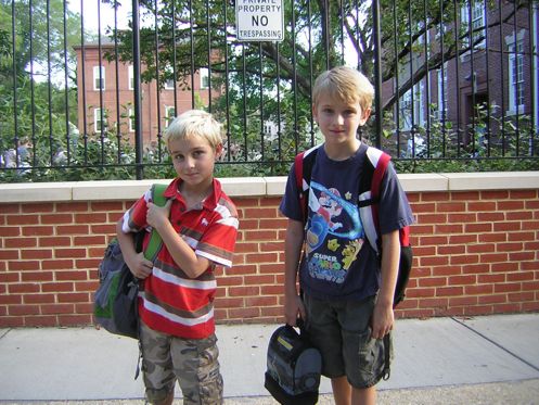 Ty and Grady Anderson, new at Hyde-Addison, on the first day of school