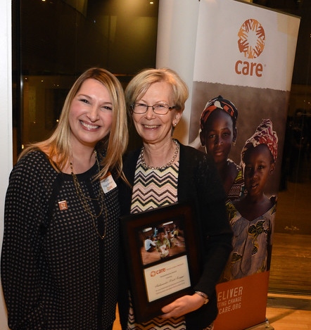 CARE&#039;s Heather Higginbottom (l) &amp; Finland Amb. Kirsti Kauppi