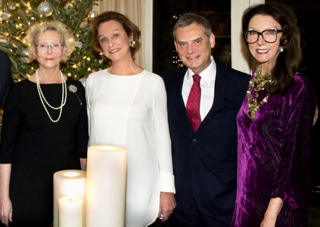 (left) Mrs. France Graage, Countess Sabine Lovatelli, Brazilian Amb. to the OAS Jose Luiz Machado E Costa, and Aniko Gaal Schott