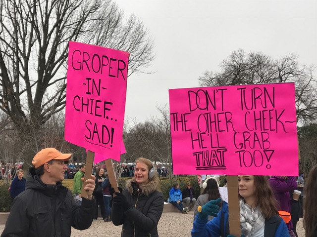 Signs from the Women&#039;s March, which drew hundreds of thousands to the National Mall Jan. 21, 2017