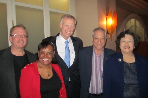 Jim Christensen, Carmen Kinsey, Councilmember Evans, Paul Cohn and Linda Lee at Georgia Brown&#039;s