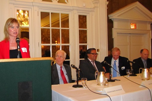 Janine Schoonover (left) with Jim Moody, Ray Regan, Jack Evans and Payson Peabody