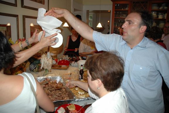 Chef José Andrés serving Smithsonian Folklife Festival-Food Culture USA-chefs, volunteers and friends in my kitchen