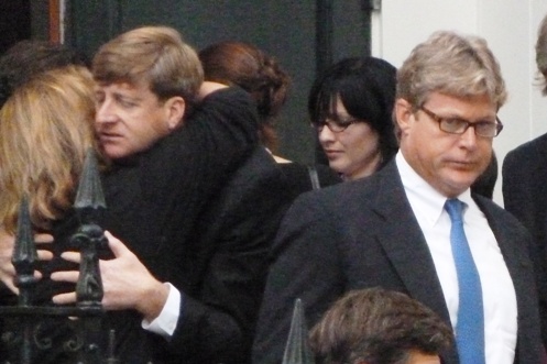 Patrick Kennedy and Ted Kennedy, Jr. receive mourners at the funneral services for their sister, Kara