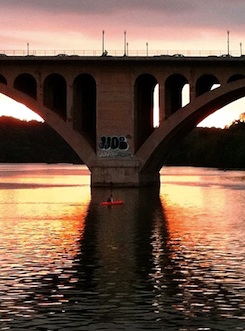 Graffiti at sunset on Key Bridge