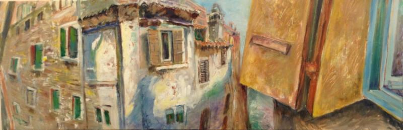 Shutters, oil on canvas, 36 x 12
