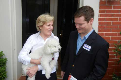 DSCN1516.JPG  Patrick Mara  greets East Georgetown voter Betsy Werronen