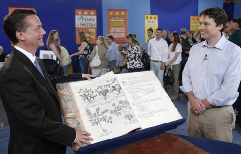 Martin Gammon appraising the Besler Florilegium on the Antiques Roadshow in San Diego.