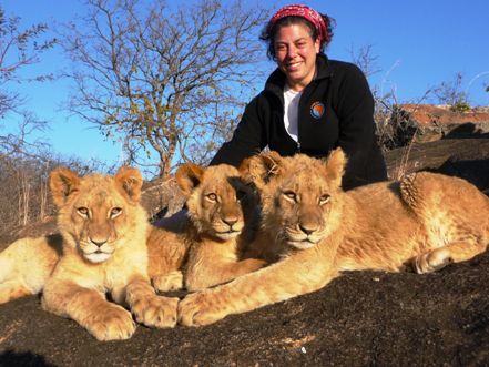 Andrea Kauffman with Thulani, Tsavo and Meggie