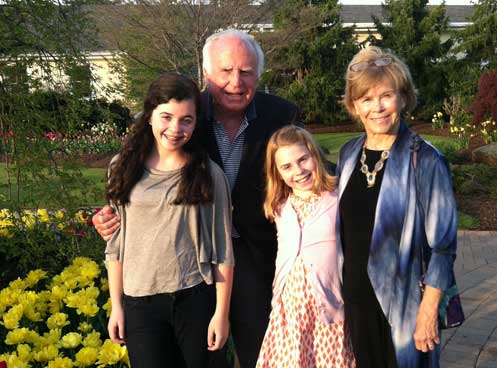 Tom and Mary Page Evans, Page&#039;s parents, with daughters Peyton and Katherine Schwartz