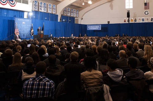 President Obama addresses more than 1,000 people at McDonough Arena