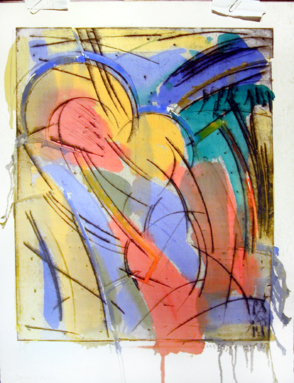 Oleg Kudryashov 1995, drypoint and watercolor