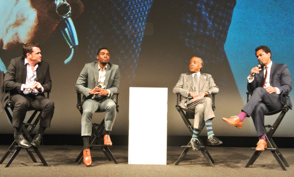 Director Tate Taylor, actor Chadwick Boseman, Rev. Al Sharpton, MSNBC’s Touré Neblett