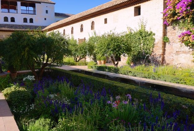 The Patio de la Acequia in the Generalife is one of the Alhambra&#039;s best known courtyards.