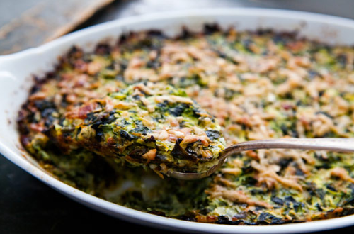 Kale &amp; Spinach Gratin with Garlic, Rosemary &amp; Thyme Smothered in Olive Oil Bechamel Sauce