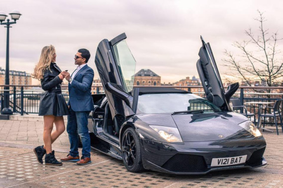 Sangeeth Segaram with his Lamborghini Murcielago lp640 Roadster and Actress Miss Natalie Parry – Face of Miss Motors 2015